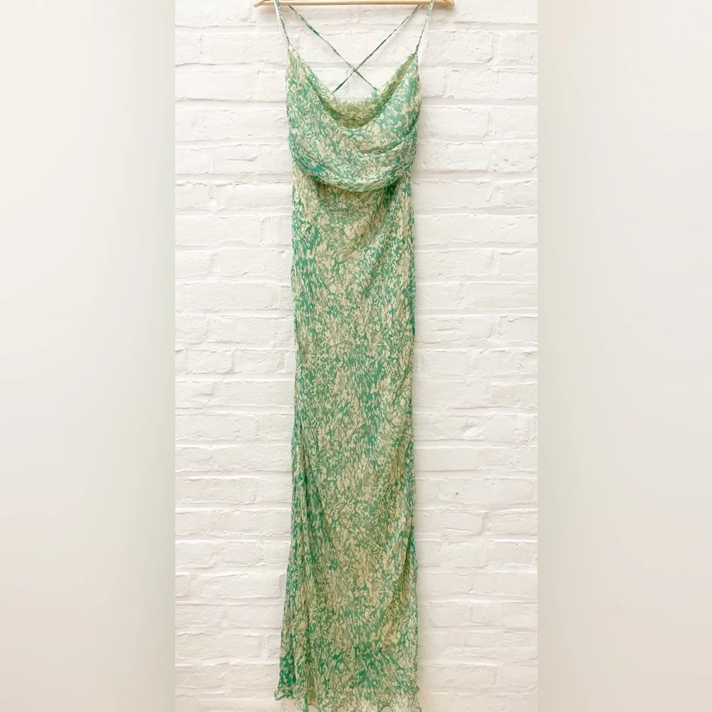 Shona Joy || Belvedere Lace Back Bias Maxi Dress Green US 8_2